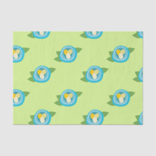 Papel De Seda Ninhos de Pássaro Azul Ovos Coloridos Folhas Verde