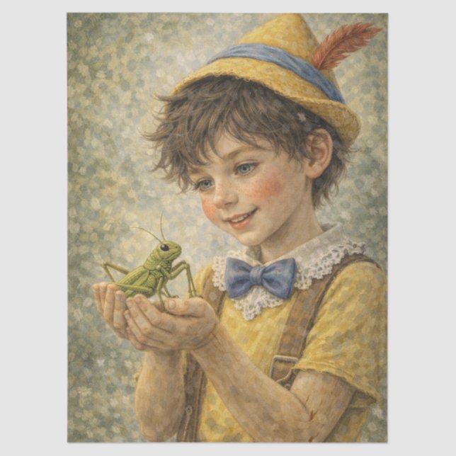 Papel De Seda niño con saltamontes (Frente )