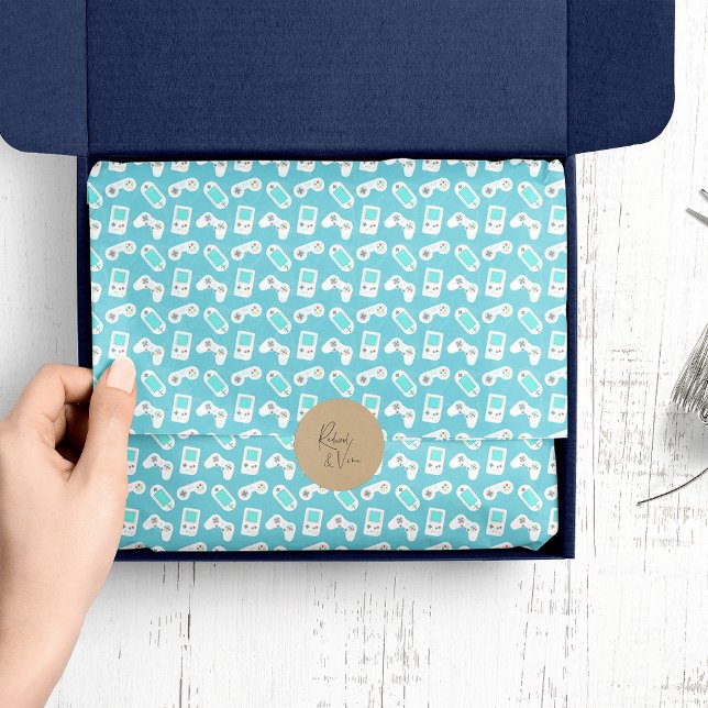 Papel De Seda Nível para cima | Padrão de jogos de vídeo retrorr (Criador carregado)