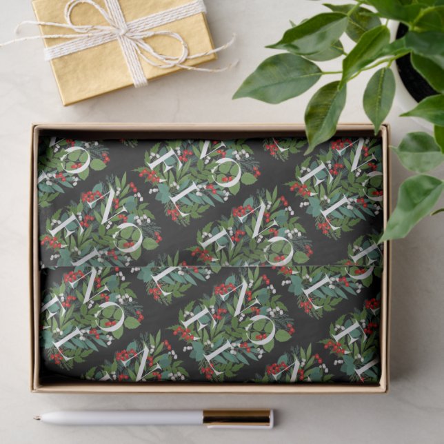 Papel De Seda NOEL Greenery e Berries Natal (Presente)