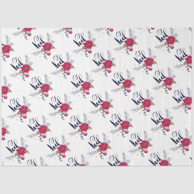 Papel De Seda Noel Poinsettias (Frente )