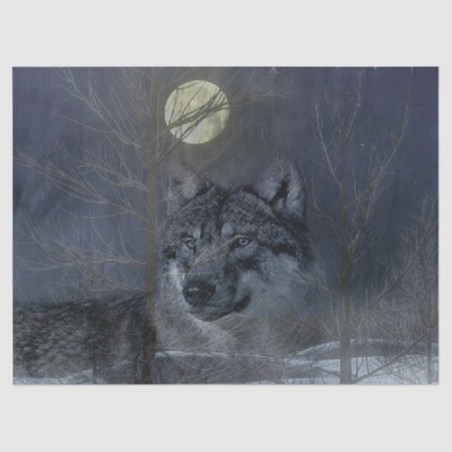 Papel De Seda Noite da Lua do Espírito Lobo (Frente )