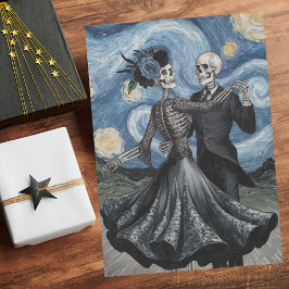 Papel De Seda Noite de Dança de Esqueletos Céu Estilo Van Gogh D