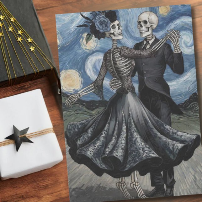 Papel De Seda Noite de Dança dos Esqueletos Céu Estilo Van Gogh  (Criador carregado)