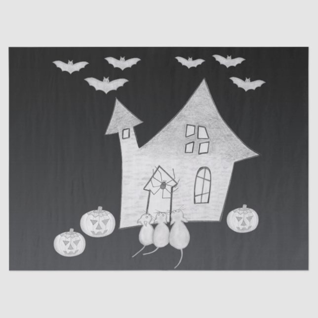 Papel De Seda Noite de Dia das Bruxas com Casa Assombrada, Morce (Frente )