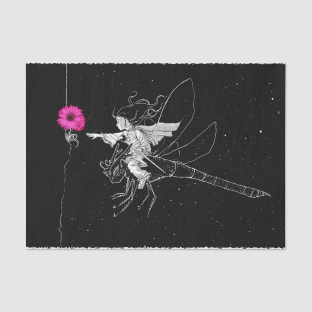 Papel De Seda Noite de Fada com Flor Rosa (Frente )