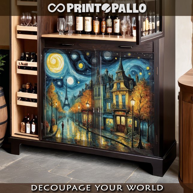 Papel De Seda Noite estelar em Paris - Uma homenagem a V. Van Go (Criador carregado)