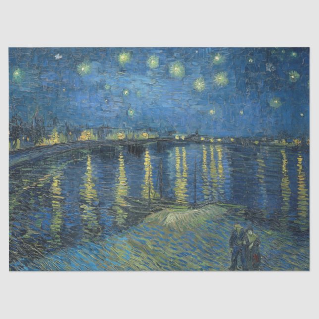 Papel De Seda Noite Estrelada sobre o Ródano por Van Gogh (Frente )