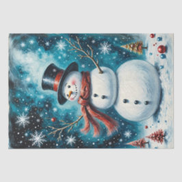 Papel De Seda Noite Snowman Snowman Whimesp Decoupage de Natal