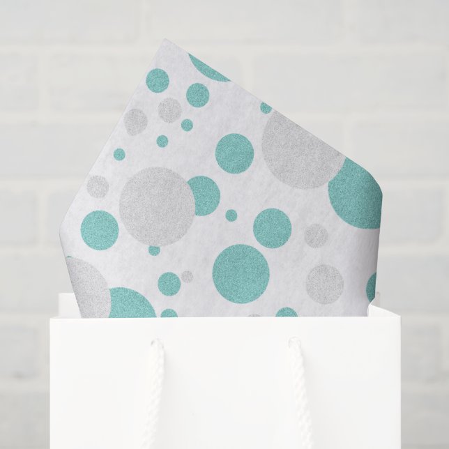 Papel De Seda Noiva Azul Teal com Bolinhas Azul Bridal Shower Fe (Sacola de presentes)