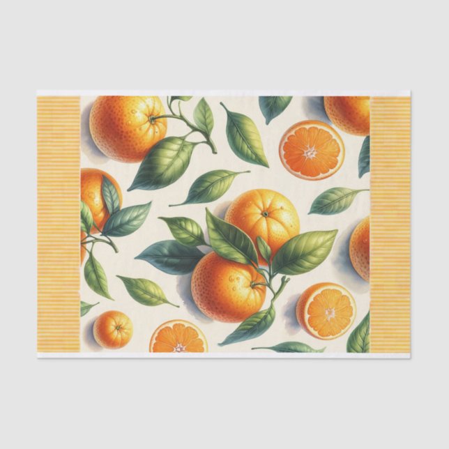 Papel De Seda Noiva de Folhas de Laranja com Aquarela (Frente )