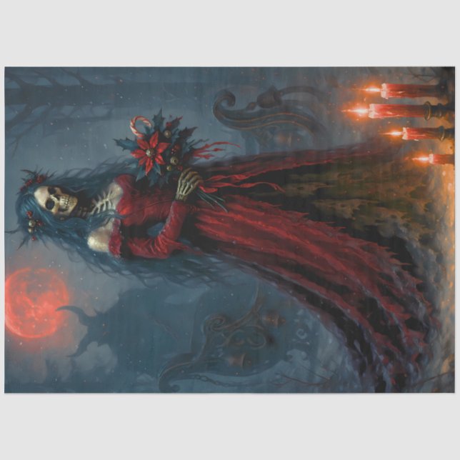 Papel De Seda Noiva de Natal Gótica | Arte de Feriado Sombrio de (Frente )