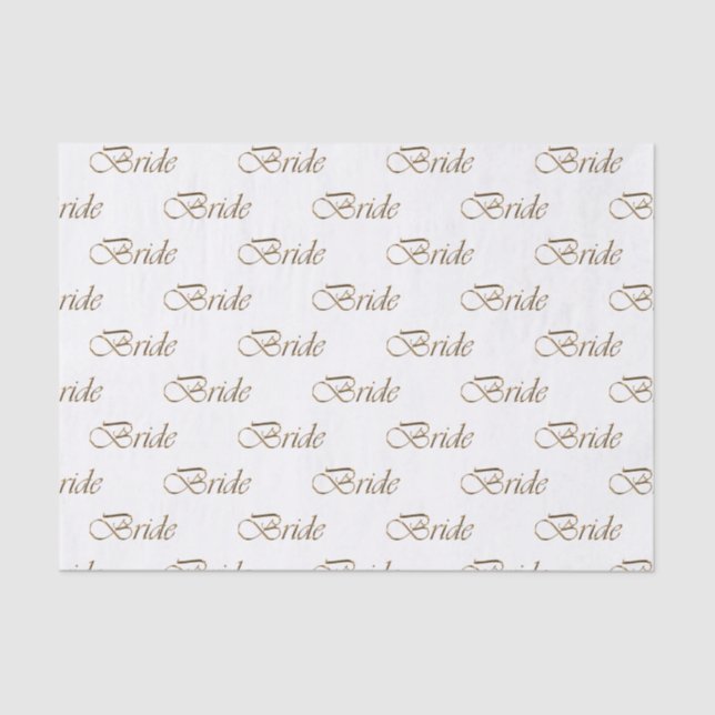 Papel De Seda Noiva padrão de caligrafia dourada elegante e chiq (Frente )