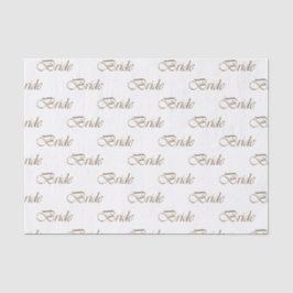 Papel De Seda Noiva padrão de caligrafia script dourado elegante