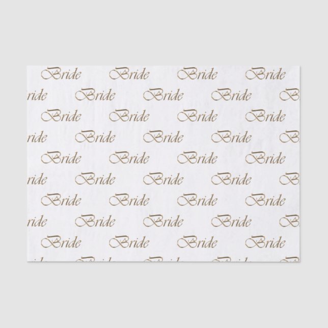 Papel De Seda Noiva padrão de caligrafia script dourado elegante (Frente )