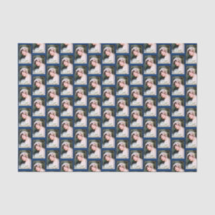 Papel De Seda Noiva Vintage Renda Branca Azul Naval Dourado Casa