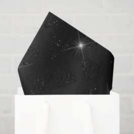 Papel De Seda Noivado Elegante Faísca Diamante Negro Casamento