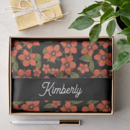 Papel De Seda Nome Aquarela Floral Vermelha