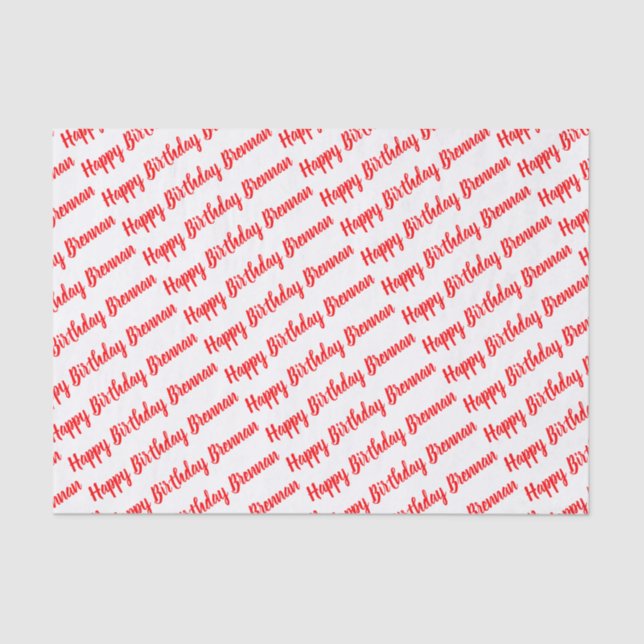 Papel De Seda Nome de Aniversário Feliz Personalizado (Frente )