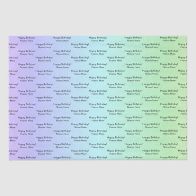 Papel De Seda Nome de Aniversário Personalizado Cores do Arco-Ír (Frente )