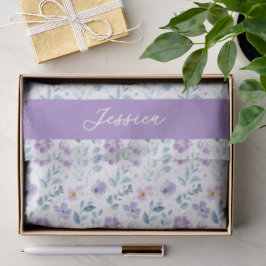 Papel De Seda Nome de Flor Silvestre Aguarela Roxa