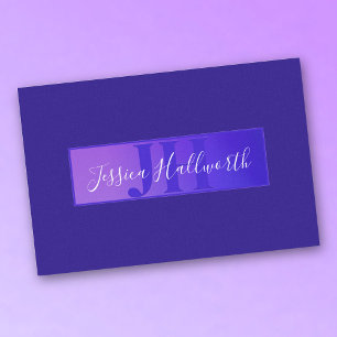 Papel De Seda Nome de Script Elegante Moderno e Monograma Roxo