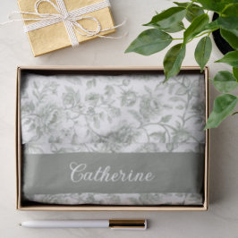 Papel De Seda Nome de Toile Floral Verde Sage Vintage