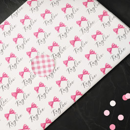 Papel De Seda Nome do Arco Rosa Girly no Padrão de Script