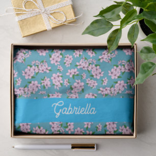 Papel De Seda Nome do padrão floral de flor de cerejeira rosa