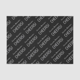 Papel De Seda Nome do Script Branco Preto Elegante