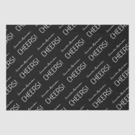 Papel De Seda Nome do Script Branco Preto Elegante