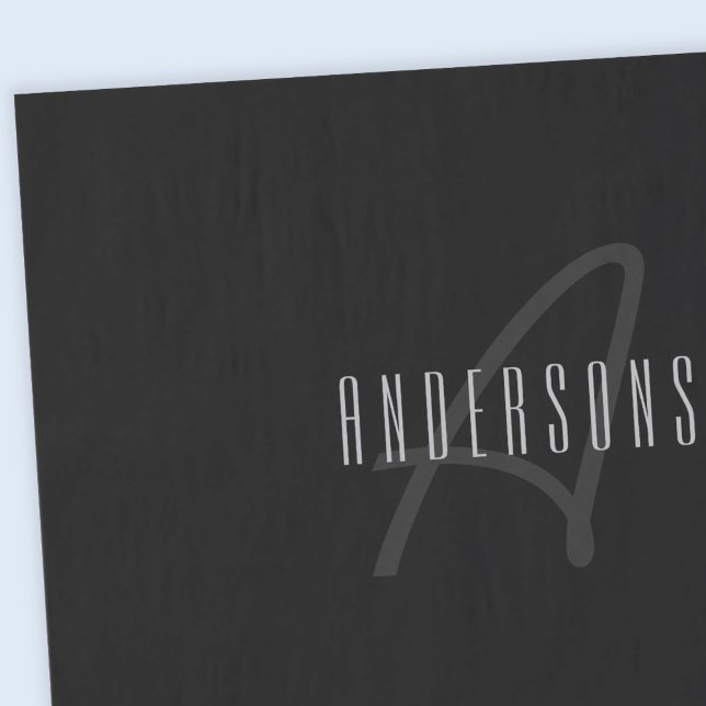 Papel De Seda Nome e Monograma do Elegante Moderno | Cinzas Escu (Criador carregado)