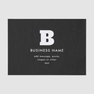 Papel De Seda Nome e Slogan Comercial Editável   Preto & Branco