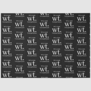 Papel De Seda Nome Mínimo Moderno de preto e branco monograma