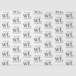 Papel De Seda Nome Mínimo Moderno de preto e branco monograma