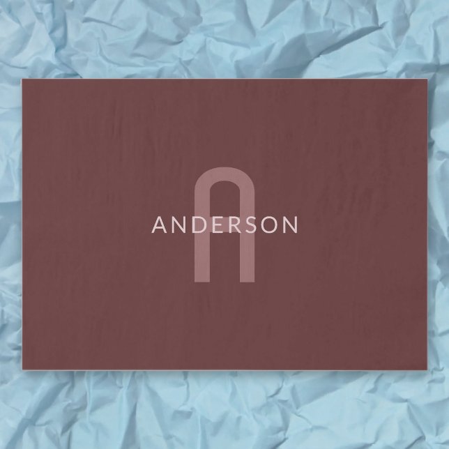 Papel De Seda Nome Monogramado com Visual Moderno | Vermelho Mar (Criador carregado)