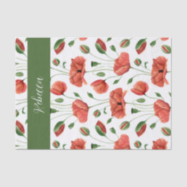 Papel De Seda Nome Papoula Vermelha Aquarela Flor Silvestre