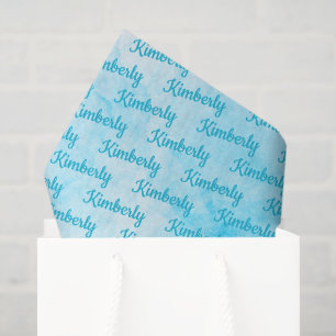 Papel De Seda Nome Personalizado Azul