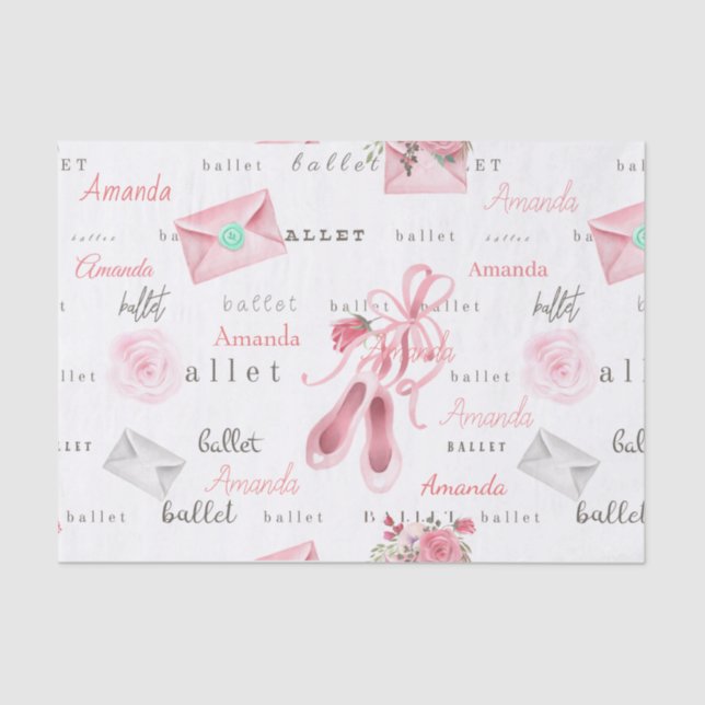 Papel De Seda Nome Personalizado Bailarina Ballet Rosa Personali (Frente )