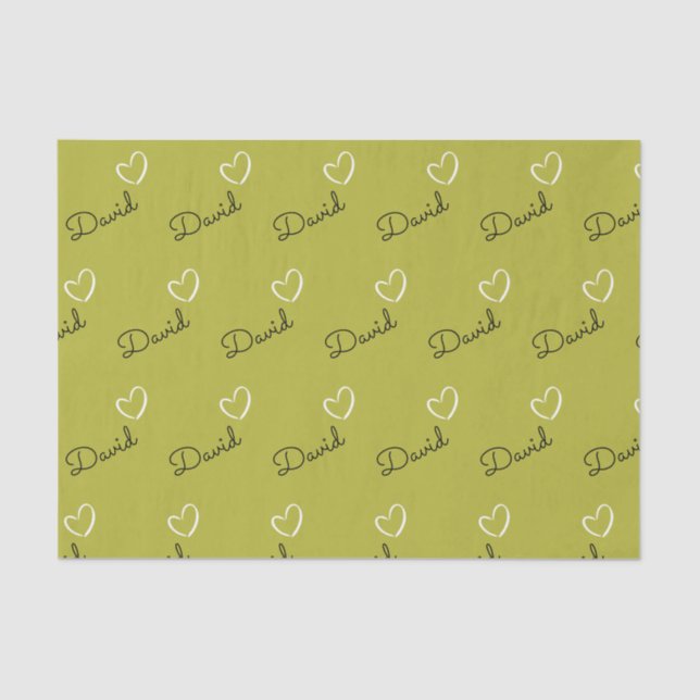 Papel De Seda Nome Personalizado Biego Romântico do Coração (Frente )