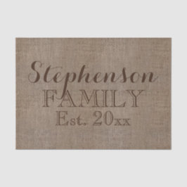 Papel De Seda Nome Personalizado Burlap Rustic Impressão