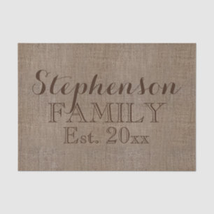 Papel De Seda Nome Personalizado Burlap Rustic Impressão
