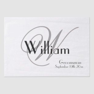 Papel De Seda Nome Personalizado Clássico Moderno Chic + Monogra