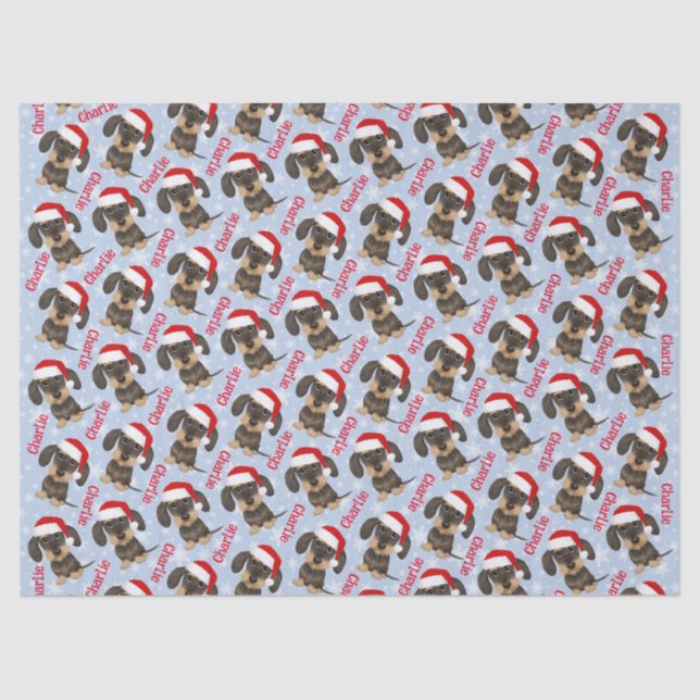 Papel De Seda Nome personalizado do Dachshund no Natal (Frente )