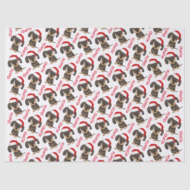 Papel De Seda Nome personalizado do Dachshund no Natal (Frente )