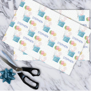 Papel De Seda Nome Personalizado Feliz Aniversário Monograma
