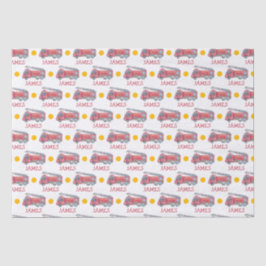 Papel De Seda Nome Personalizado Festa do Caminhão de Fogo Verme