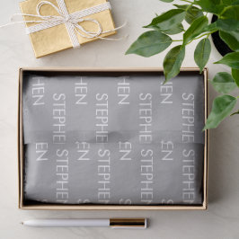 Papel De Seda Nome personalizado minimalista cinza