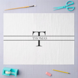 Papel De Seda Nome Personalizado Personalizado Elegante Monogram