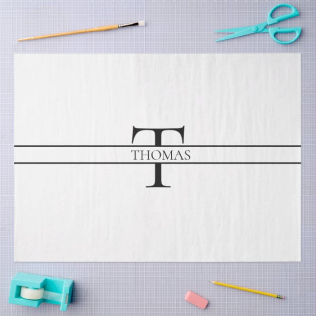 Papel De Seda Nome Personalizado Personalizado Elegante Monogram (Arte )